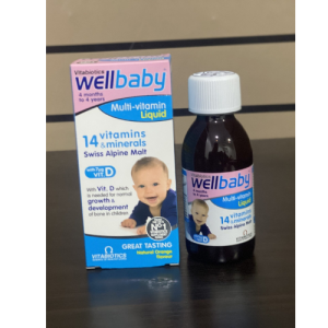 Wellbaby Multi-vitamin Liquid 100ml – 14 Essential Nutrients with Swiss Alpine Malt for Babies (4 Months to 4 Years)