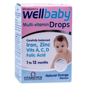 Wellbaby Multi-vitamin Drops 30ml – Iron, Zinc, Vitamins A, C, D & Folic Acid for Infants (1–12 Months)