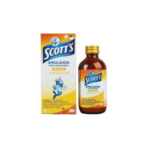 Scott’s Emulsion Regular Cod Liver Oil Omega-3 DHA + EPA with Vitamins A & D for Brain & Bone Development 100ml