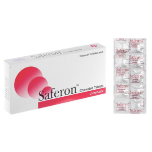 Saferon Chewable Tablets – Iron Supplement for Anemia Support (30 Tablets)
