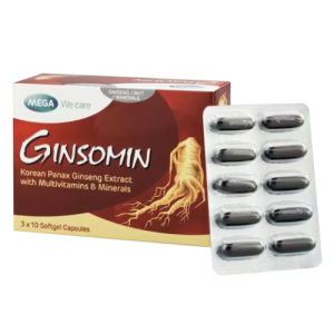 Ginsomin Softgel Capsules – Korean Ginseng, Multivitamins & Minerals for Energy & Vitality (30 Capsules)