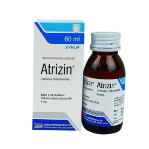 Atrizin Syrup 60ml – Cetirizine Hydrochloride BP 5mg/5ml Oral Antihistamine for Allergy Relief