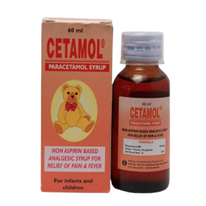 CETAMOL Paracetamol Syrup 60ml – Non-Aspirin Analgesic for Pain and Fever Relief in Children