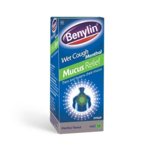 Benylin Wet Cough Menthol Syrup – Mucus Relief for Productive Cough | Non-Drowsy Formula – 100ml