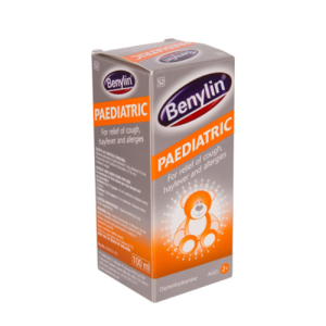 Benylin Paediatric Syrup – Diphenhydramine Formula for Cough, Hayfever & Allergies | Ages 2+ – 100ml