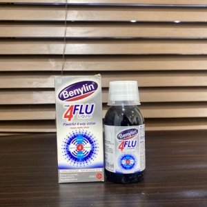 Benylin Four 4FLU Liquid – Multi-Symptom Flu Relief for Fever, Cough, Body Aches & Nasal Congestion | Ages 12+ – 100ml