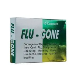 FLU-GONE Capsules – Cold, Flu & Nasal Decongestant Relief | 10 Capsules Pack