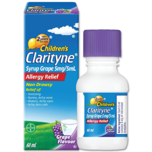 Children’s Claratyne Syrup Grape 60ml – Loratadine 5mg/5mL | Non-Drowsy Allergy Relief for Ages 2+