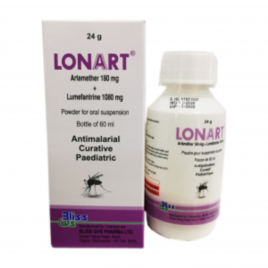 Lonart Paediatric Oral Suspension 60ml – Artemether 180mg + Lumefantrine 1080mg | Curative Antimalarial for Children